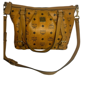 💖#142 MCM Cognac Visetos Shoulder Tote Crossbody Two-Way Bag